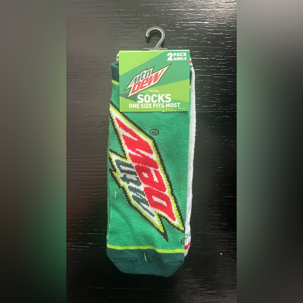 Mtn Dew Novelty Socks - 2 Pack - Mountain Dew- One Size NWT Unisex